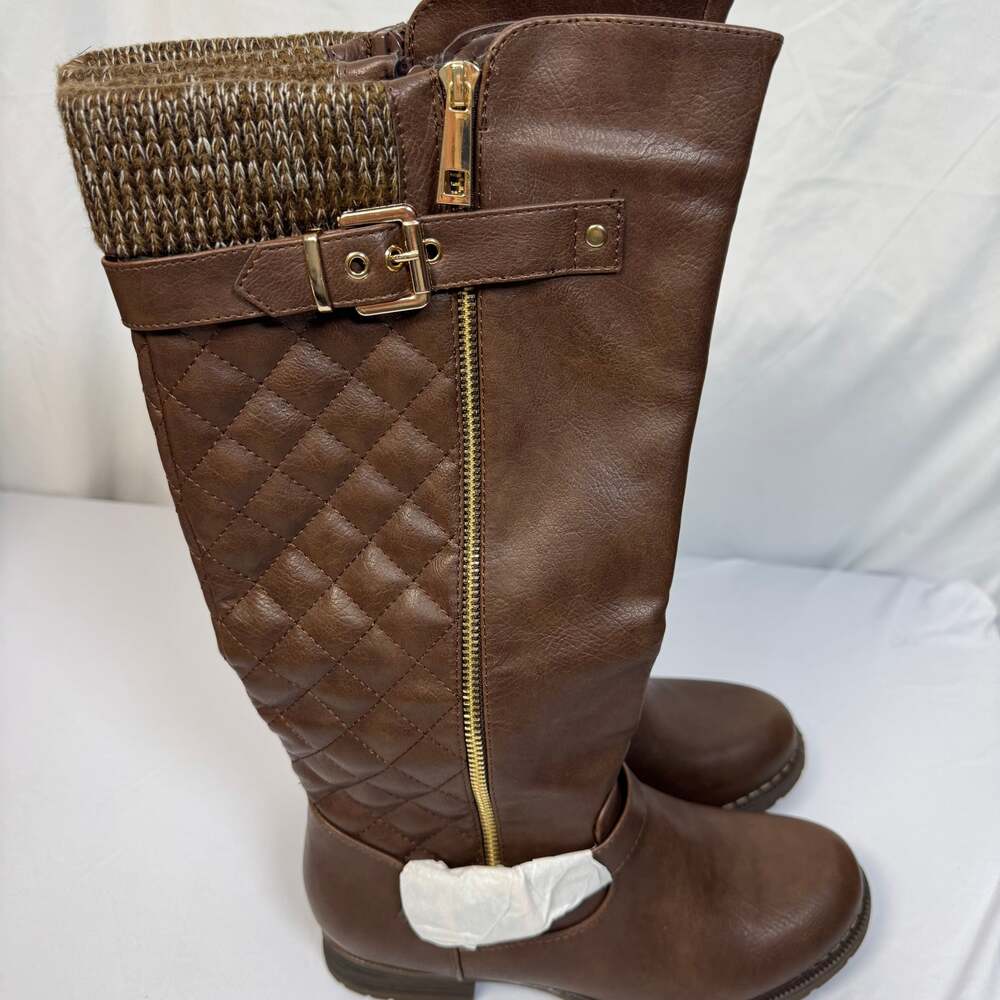 Global Win Dark Brown Riding Boots Size 8 - Picture 2 of 6